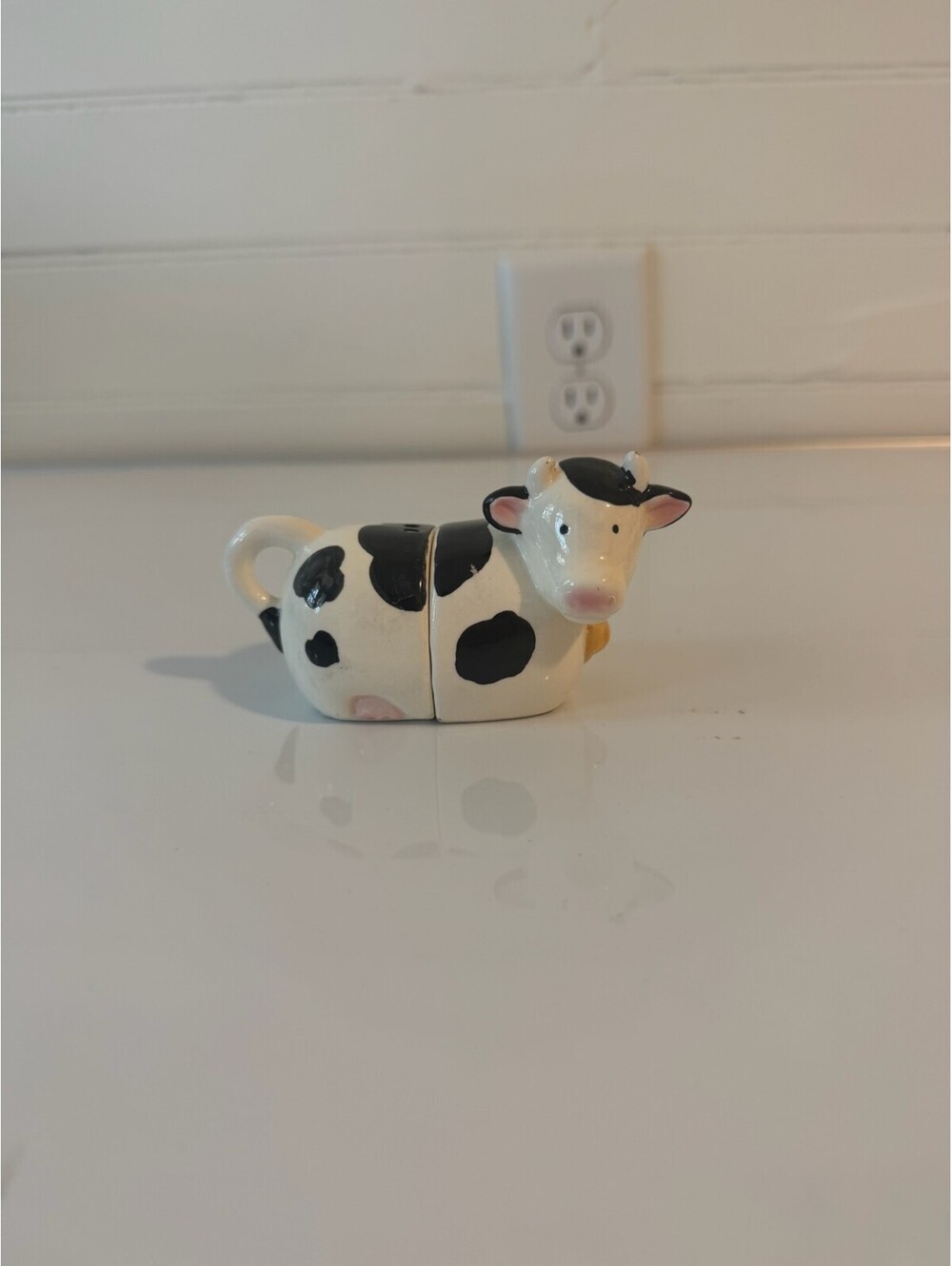 Vintage Ceramic Split Cow Salt and Pepper Shakers